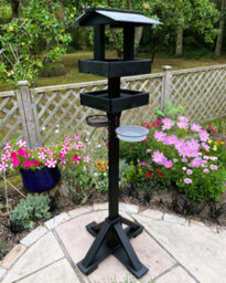 Ruddings Wood Black Wooden Slate Bird Table Two Tier Feeder Platforms Feeding Station Heavy Duty - thumbnail 5