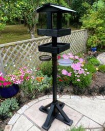 Ruddings Wood Black Wooden Slate Bird Table Two Tier Feeder Platforms Feeding Station Heavy Duty - thumbnail 1