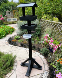 Ruddings Wood Black Wooden Slate Bird Table Two Tier Feeder Platforms Feeding Station Heavy Duty - thumbnail 4
