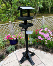 Ruddings Wood Black Wooden Slate Bird Table Two Tier Feeder Platforms Feeding Station Heavy Duty - thumbnail 2