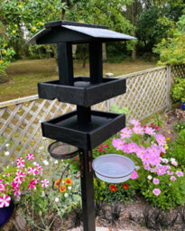 Ruddings Wood Black Wooden Slate Bird Table Two Tier Feeder Platforms Feeding Station Heavy Duty - thumbnail 3