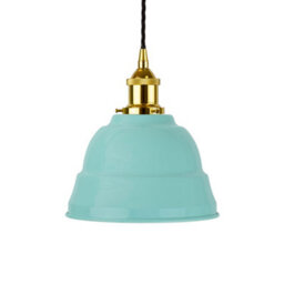 Duck Egg Blue Lincoln Painted Dome Pendant Light With Gold Lamp Holder And Black Twisted Cable - Se Home - thumbnail 1