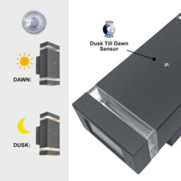Long Life Lamps Company Outdoor Dusk Till Dawn Wall Light Up Down Ip44 Anthracite Black Automatic Sensor Zlc374Dtd - thumbnail 6