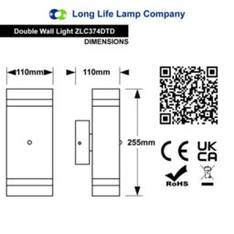 Long Life Lamps Company Outdoor Dusk Till Dawn Wall Light Up Down Ip44 Anthracite Black Automatic Sensor Zlc374Dtd - thumbnail 2
