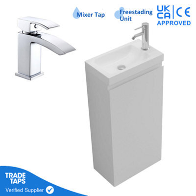 GravaHaus 400mm Freestanding Bathroom Vanity Unit With Basin Chrome Square Tap & Waste - image 1