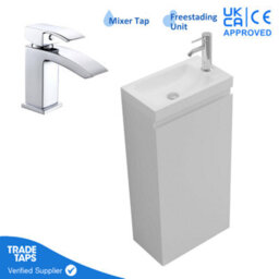 GravaHaus 400mm Freestanding Bathroom Vanity Unit With Basin Chrome Square Tap & Waste - thumbnail 1