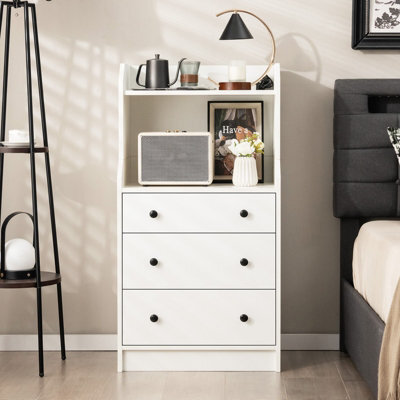 Costway 3-Drawer Dresser Utility Storage Organizer Modern Chest Of Drawers With Open Shelves - image 1