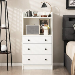 Costway 3-Drawer Dresser Utility Storage Organizer Modern Chest Of Drawers With Open Shelves - thumbnail 1