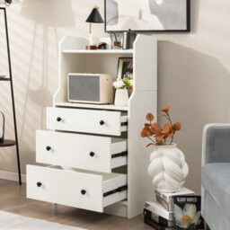 Costway 3-Drawer Dresser Utility Storage Organizer Modern Chest Of Drawers With Open Shelves - thumbnail 4