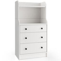 Costway 3-Drawer Dresser Utility Storage Organizer Modern Chest Of Drawers With Open Shelves - thumbnail 2