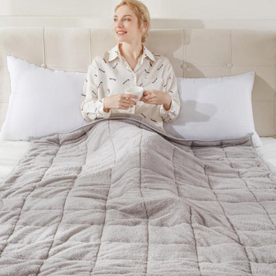Vivo Teddy Fleece Weighted Blanket Quilted Sherpa Throw Deep Sleep Therapy Relax - 125 X 180Cm - 6Kg - image 1