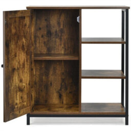 Industrial Storage Cabinet Freestanding Cupboard Sideboard W/3 Shelves - thumbnail 5