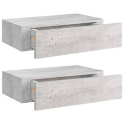 Berkfield Wall Drawer Shelves 2 Pcs Concrete Grey 40X23.5X10Cm Mdf - thumbnail 2