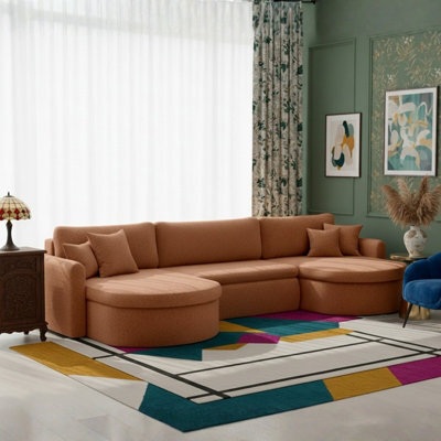 Verona U Corner Sofa Bed Has Storage Box Orange - image 1