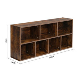 Thehotsale 2-Tier Wooden Cube Bookcase Open Storage Shelving Unit With 7 Compartment Display Bookshelf - thumbnail 6