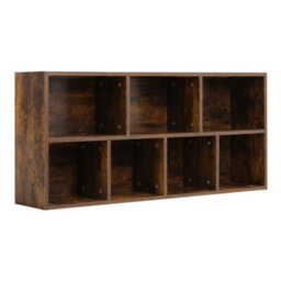 Thehotsale 2-Tier Wooden Cube Bookcase Open Storage Shelving Unit With 7 Compartment Display Bookshelf - thumbnail 5