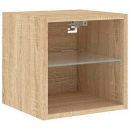 Berkfield Tv Wall Cabinets With Led Lights 2 Pcs Sonoma Oak 30X28.5X30 Cm - thumbnail 8