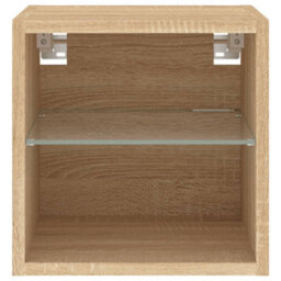 Berkfield Tv Wall Cabinets With Led Lights 2 Pcs Sonoma Oak 30X28.5X30 Cm - thumbnail 9