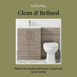 Balterley Left-Hand Bathroom Vanity And Wc Unit Combination With Basin - 1100mm - Woodgrain Mid Oak With Copper Handles - thumbnail 7
