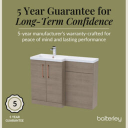Balterley Left-Hand Bathroom Vanity And Wc Unit Combination With Basin - 1100mm - Woodgrain Mid Oak With Copper Handles - thumbnail 6