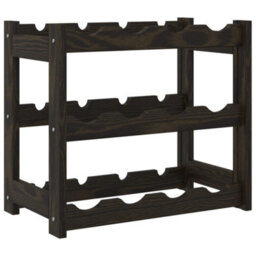 Berkfield Wine Rack For 12 Bottles Black Solid Wood Pine - thumbnail 5