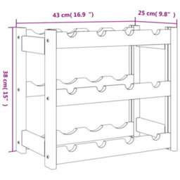 Berkfield Wine Rack For 12 Bottles Black Solid Wood Pine - thumbnail 7