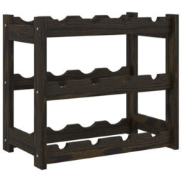 Berkfield Wine Rack For 12 Bottles Black Solid Wood Pine - thumbnail 2