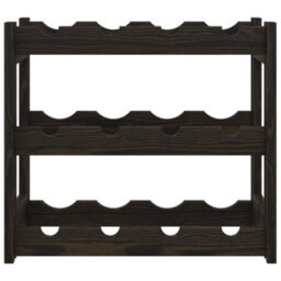 Berkfield Wine Rack For 12 Bottles Black Solid Wood Pine - thumbnail 3