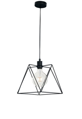 Luminosa Lighting Luminosa Santana Wire Frame Pendant Ceiling Light Black 26X26X25Cm - image 1
