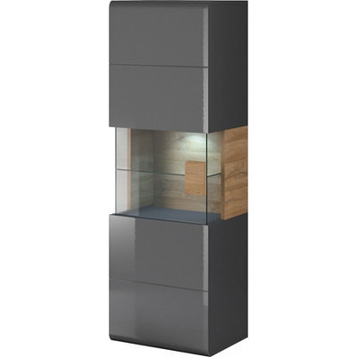 Arte Modern Toledo 07 Wall Hung Cabinet 53Cm - Grey Gloss & San Remo Oak, Stylish Storage Solution - image 1