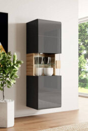 Arte Modern Toledo 07 Wall Hung Cabinet 53Cm - Grey Gloss & San Remo Oak, Stylish Storage Solution - thumbnail 2