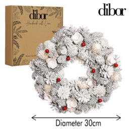 Dibor 30Cm Traditional Red Velvet Xmas Festive Decor Front Door Wreath Christmas Wreath - thumbnail 5