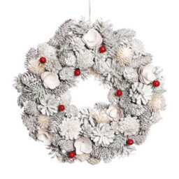 Dibor 30Cm Traditional Red Velvet Xmas Festive Decor Front Door Wreath Christmas Wreath