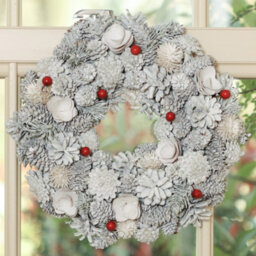 Dibor 30Cm Traditional Red Velvet Xmas Festive Decor Front Door Wreath Christmas Wreath - thumbnail 3
