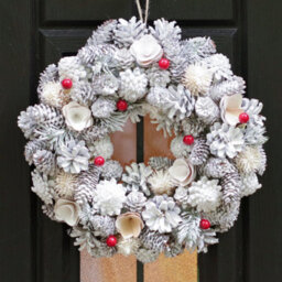Dibor 30Cm Traditional Red Velvet Xmas Festive Decor Front Door Wreath Christmas Wreath - thumbnail 2