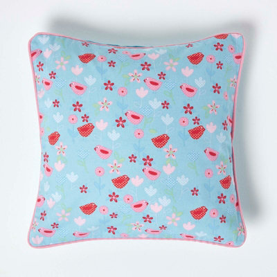 Homescapes Cotton Birds And Flower Cushion Cover, 45 X 45 Cm - image 1