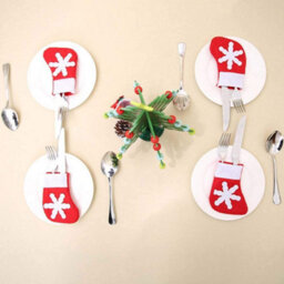 Neel Blue Christmas 24Pcs Santa Socks Cutlery Holder Xmas Stockings For Xmas Dinner Decoration - thumbnail 5