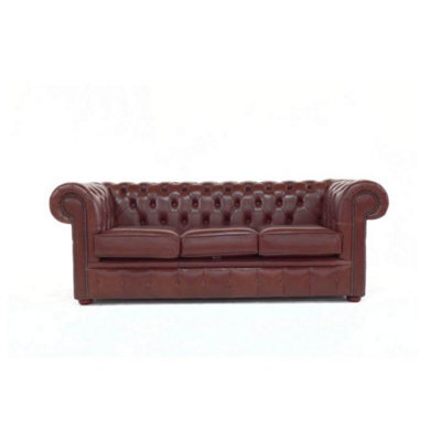 Chesterfield 3 Seater Sofa Old English Hazel Real Leather In Classic Style - image 1