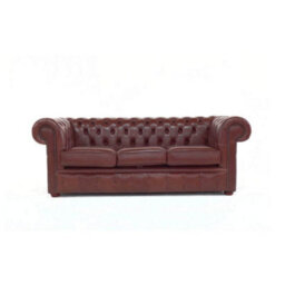 Chesterfield 3 Seater Sofa Old English Hazel Real Leather In Classic Style - thumbnail 1