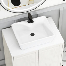 Royal Bathrooms Royal Bathroom Elmore 800mm Classic White Freestanding Bathroom Vanity Unit 2 Drawer Plain White Worktop With Cube Basin - thumbnail 4
