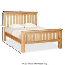 Zelah Oak Slatted 5Ft King Size Bed Frame With Headboard & Footboard - By Roseland Furniture - thumbnail 8