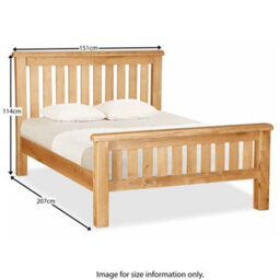Zelah Oak Slatted 5Ft King Size Bed Frame With Headboard & Footboard - By Roseland Furniture - thumbnail 7