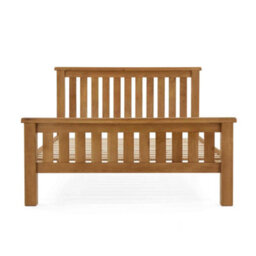 Zelah Oak Slatted 5Ft King Size Bed Frame With Headboard & Footboard - By Roseland Furniture - thumbnail 4