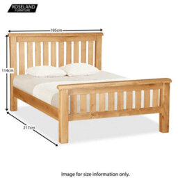 Zelah Oak Slatted 5Ft King Size Bed Frame With Headboard & Footboard - By Roseland Furniture - thumbnail 9