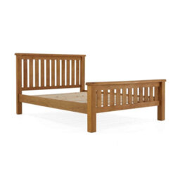 Zelah Oak Slatted 5Ft King Size Bed Frame With Headboard & Footboard - By Roseland Furniture - thumbnail 3