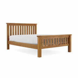 Zelah Oak Slatted 5Ft King Size Bed Frame With Headboard & Footboard - By Roseland Furniture - thumbnail 2