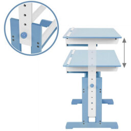 Tectake Kids Study Desk And Filing Cabinet Set Children's Play Room Furniture Mdf In 2 Colours 7 Step Adjustable Height  40 - 60 Cm - Blue - thumbnail 3