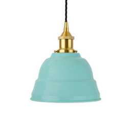 Duck Egg Blue Lincoln Painted Dome Pendant Light With Polished Brass Lamp Holder And Black Twisted Cable - Se Home