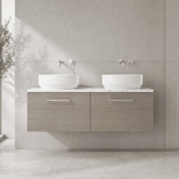 Balterley Bramshall 1200mm Wall Hung 2 Drawer Vanity Unit & Laminate Worktop For Spacious Natural-Wood Bathroom Storage Solace Oak - thumbnail 2