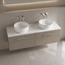 Balterley Bramshall 1200mm Wall Hung 2 Drawer Vanity Unit & Laminate Worktop For Spacious Natural-Wood Bathroom Storage Solace Oak - thumbnail 3